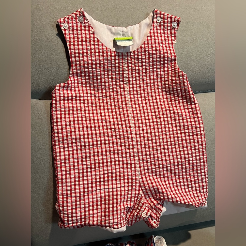Red and White Checkered Baby Romper